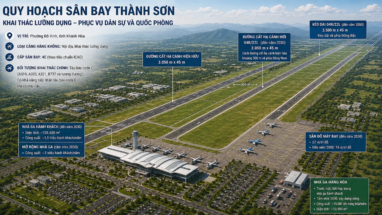 Sân bay Thành Sơn được đề xuất phục vụ cả dân sự và quốc phòng