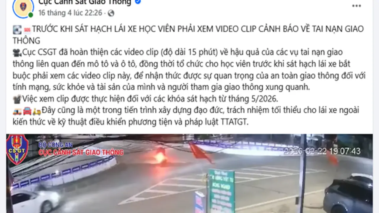 Trước khi thi sát hạch lái xe phải xem clip cảnh báo về tai nạn giao thông