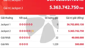 Có người trúng 5,3 tỉ đồng vé số Vietlott Power 6/55, giải độc đắc tăng 56,7 tỉ