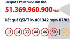 Kết quả xổ số Vietlott Power 6/55 tối 7.5, giải độc đắc tăng 51,3 tỉ đồng