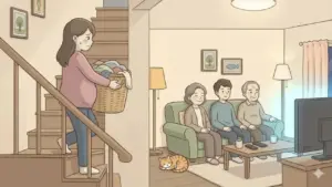 Tôi đang bầu to vẫn phải mang quần áo lên tầng năm phơi