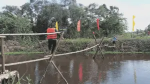 Xem thử thách đi cầu khỉ ở rừng U Minh hạ